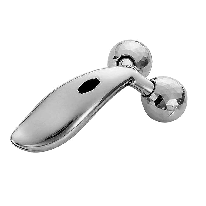 3D Manual Face & Body Roller Massager – 360° Rotating Skin Tightening & Relaxation Tool for Men & Women | Silver Color – Anti-Aging, Firming, and Massage Therapy